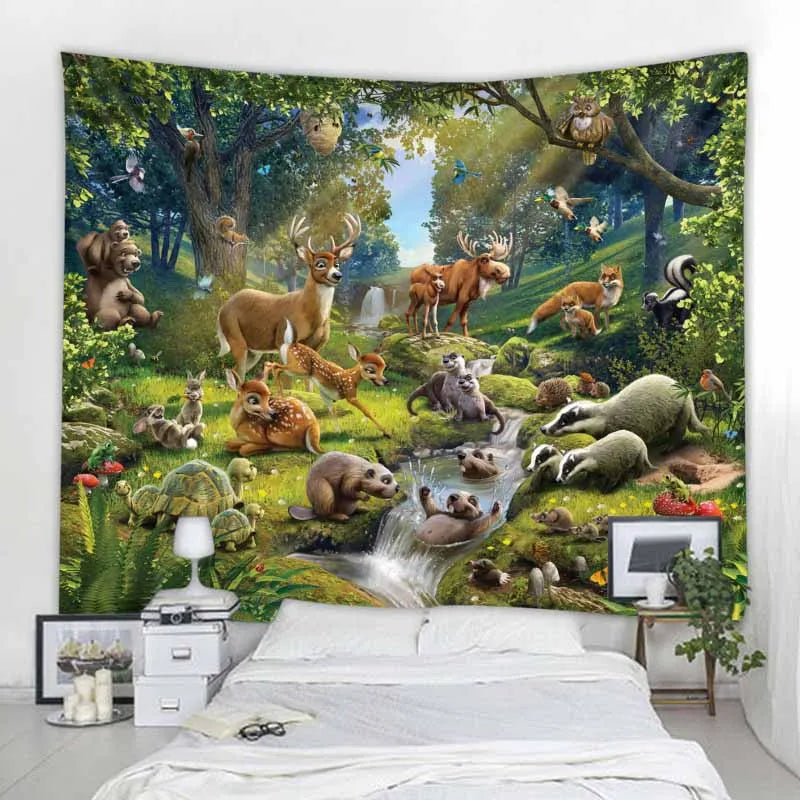 Aesthetic Home Decor Tapestry Beach Towel Yoga Mat Blanket Table Cloth Tapestry Tropical Jungle Animals Wall Hanging Tapestry