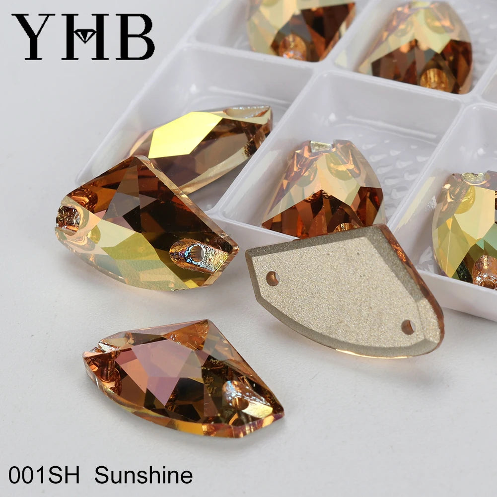 YHB Top Quality Galactic Axe Glass Crystal AB Moonlight Sewing Stones Flatback Sew on Rhinestones For Garment Clothes Bags