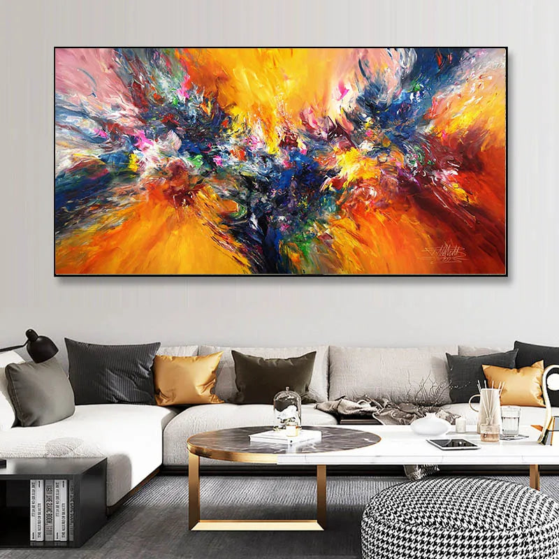 Abstract Colorful Canvas Painting Quadro Flower Posters and Prints Wall Art Pictures Cuadros Living Room Home Decor No Frame