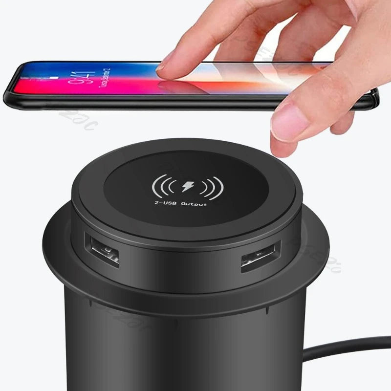 Three in One Multifunctional Hidden USB Bedside Table Sofa Armrest Desktop Office Furniture Embedded Wireless Charger