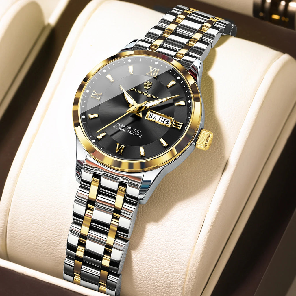 POEDAGAR Luxury Fashion Woman Watch Luminous Waterproof Stainless Steel