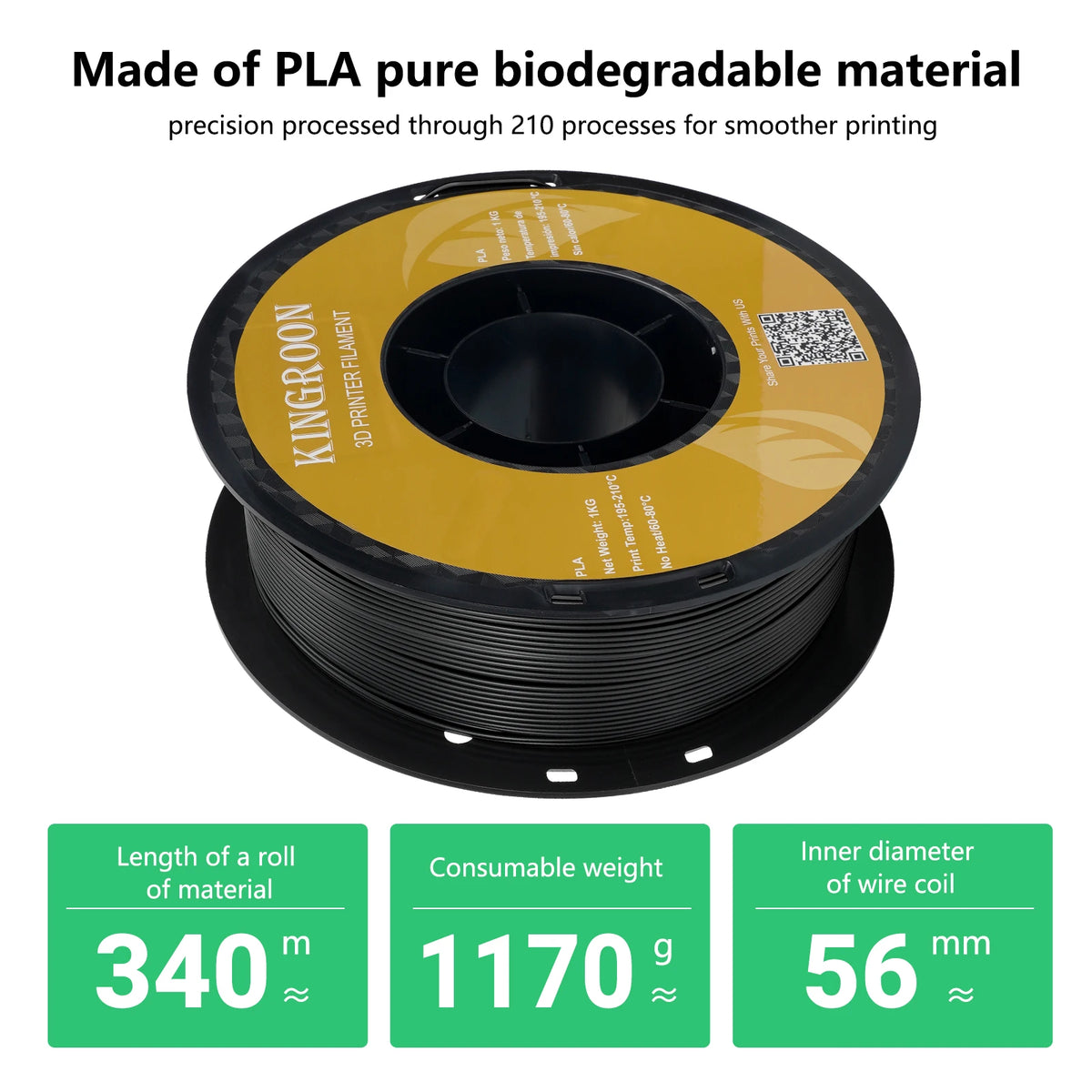 KINGROON 10KG PLA Filament PETG 3D Filament 1.75mm For