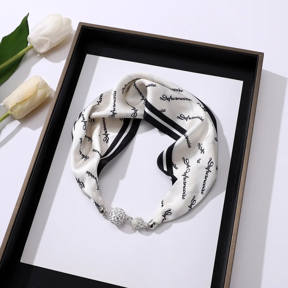 Imitation Silk Scarf Magnetic Buckle Necklace Pendant Wearing Spring and Autumn Cervical Protection for Women
