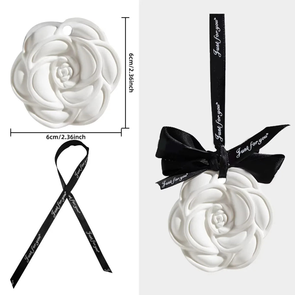 1/10PCS Camellia Gypsum Aromatherapy Pendant For Car Home Decor Suitable For Home Cabinets Drawers And Car Hanging Ornaments