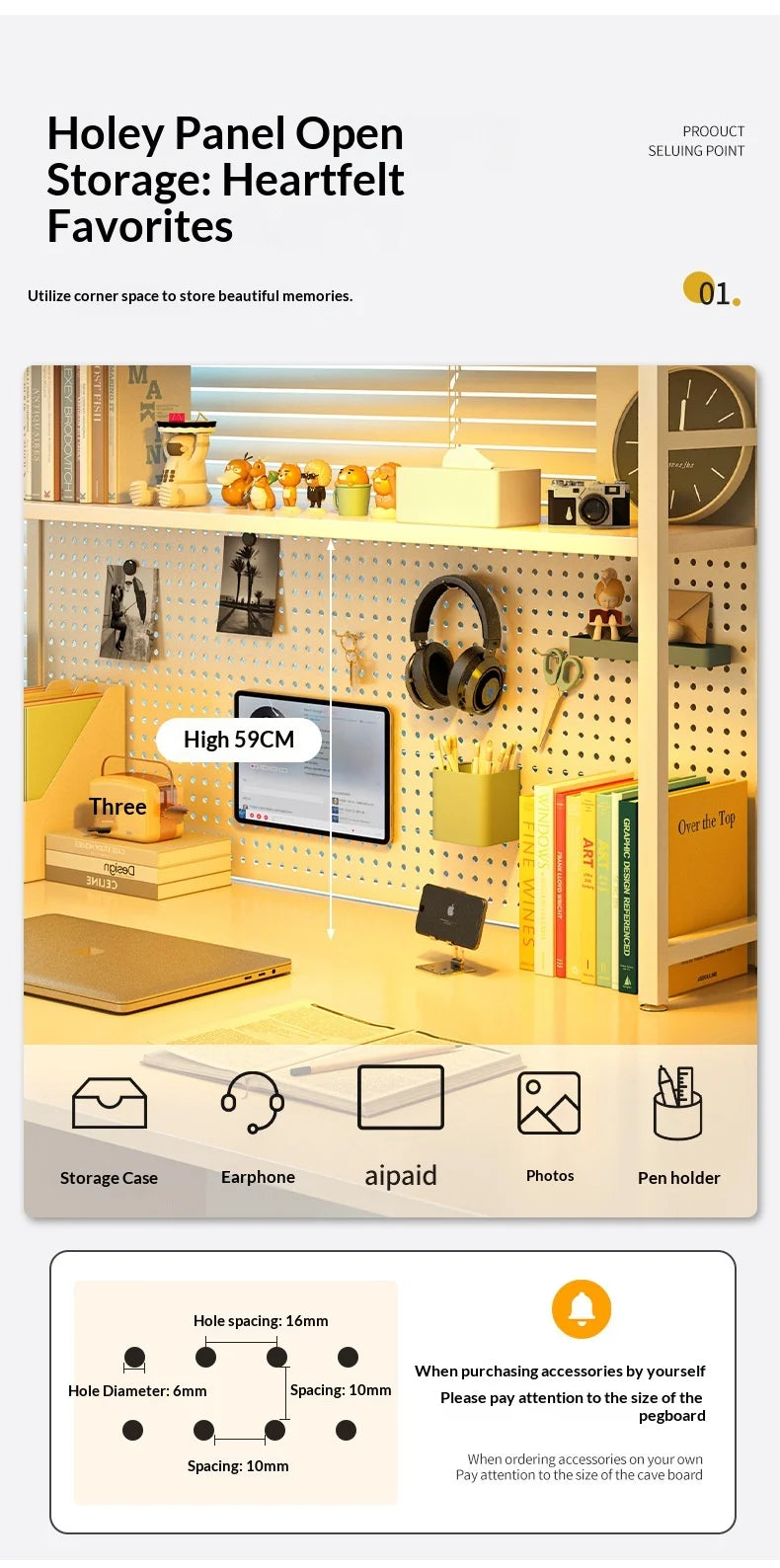 Iron Desktop Pegboard Bookshelf Multi Tier Desk Organizer Storage Shelf Student Computer Workstation Tidy Rack Cabinet Furniture