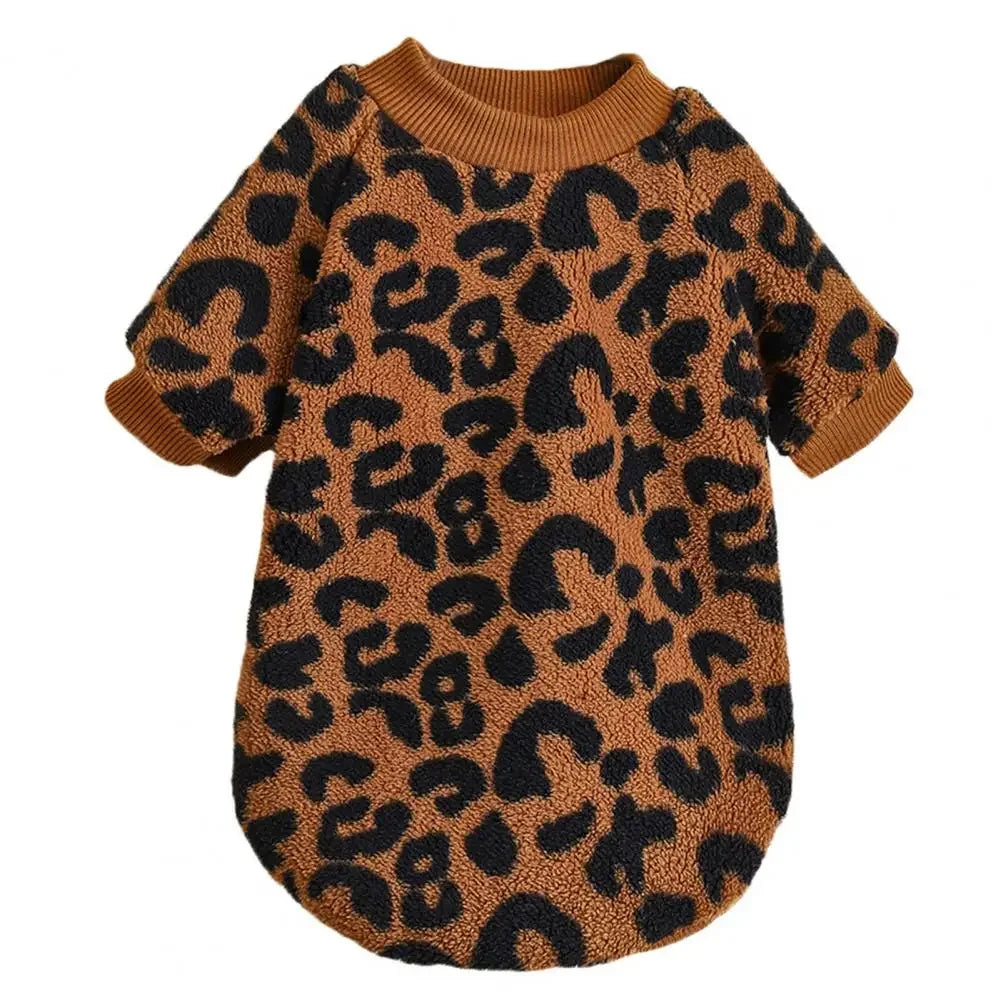 Puppy Pullover Dogs Pet Sweater Winter Leopard Print French Bulldog Winter Warm Sweater Pet Apparel Dog Clothing Kurtka Dla Psa