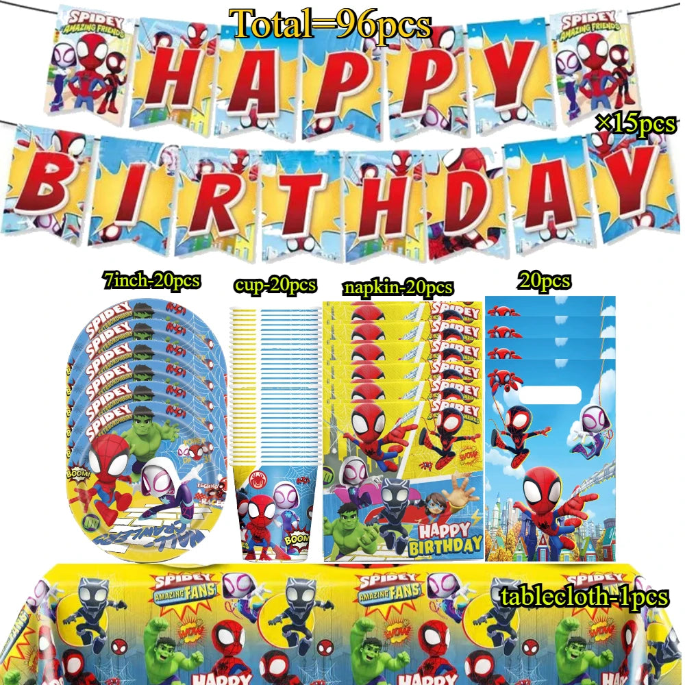 Spidey and Friends Kids Birthday Party Decor Set Disposable