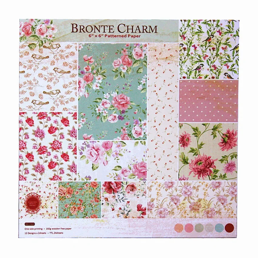 6x6 Scrapbooking Paper Pad  6/12 Sheets Floral Pattern Decorative Paper For Journaling Collage DIY Crafts