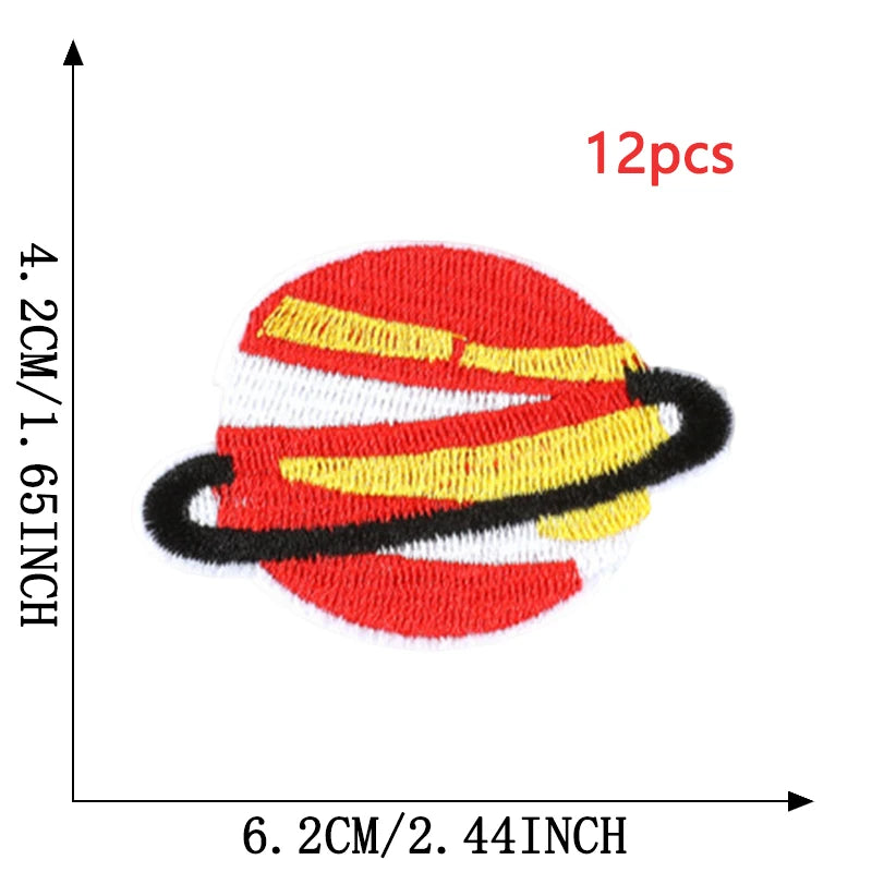 12pcs Lot Patches For Clothing Kids Boys Space Bulk Star UFO With Iron On Embroidered Diy Naszywka Thermal Parches Designer Sew