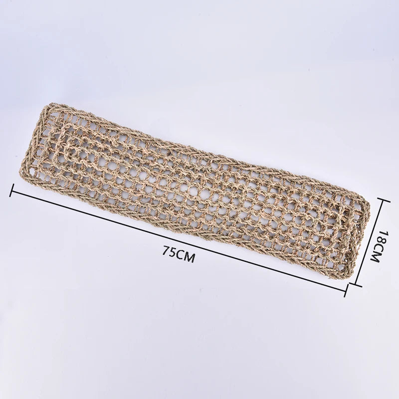 1x Hand-knitting Seaweed Pad Washable Pet Cushion Bird Ladder Stand Toy Lizard Crawling Shelf Lounger Hammock Small Pet Bed Mat
