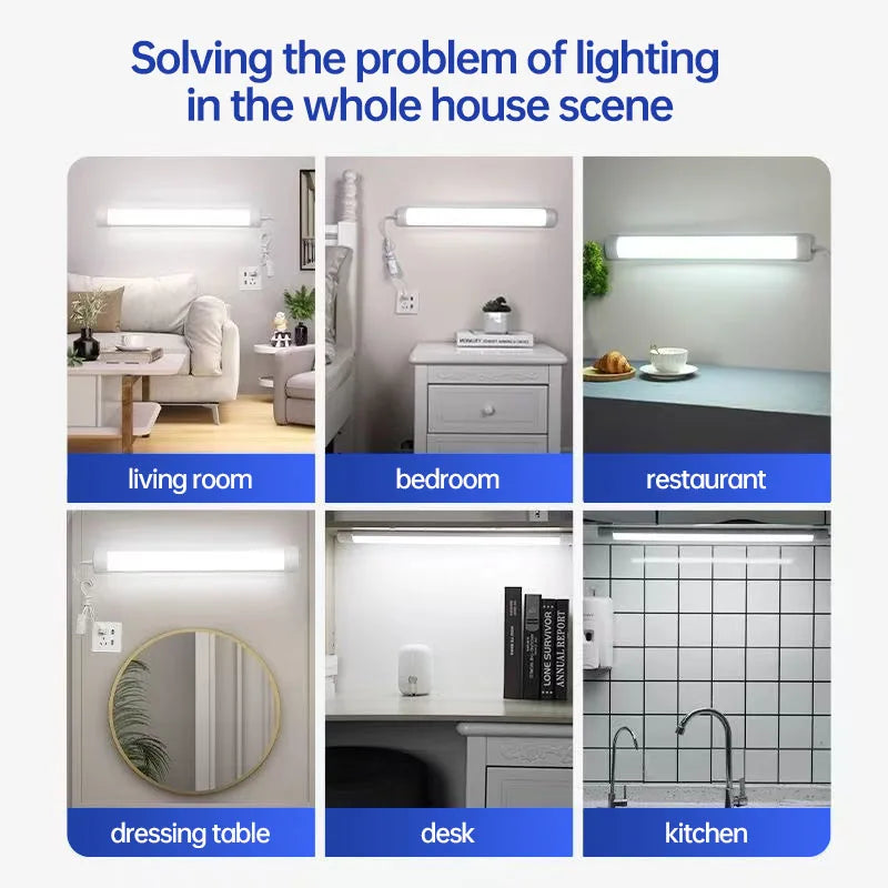 Led 220V Tube Light Room Strip With Cable Tube Lights Fixture For Home Bedroom Kitchen Cabinet Lighting Indoor Lamp