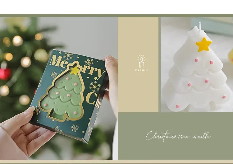Christmas Scented Candle with Box Mini Christmas Tree Shape Fragrance Candle Home Decor Candle Gift for Friends Women Souvenir