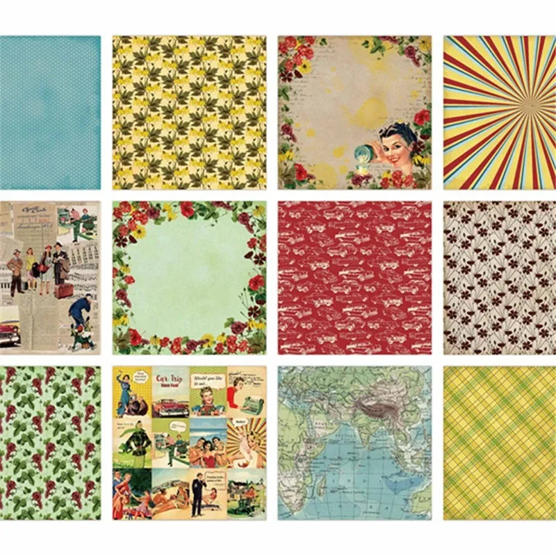 6x6 Scrapbooking Paper Pad  6/12 Sheets Floral Pattern Decorative Paper For Journaling Collage DIY Crafts