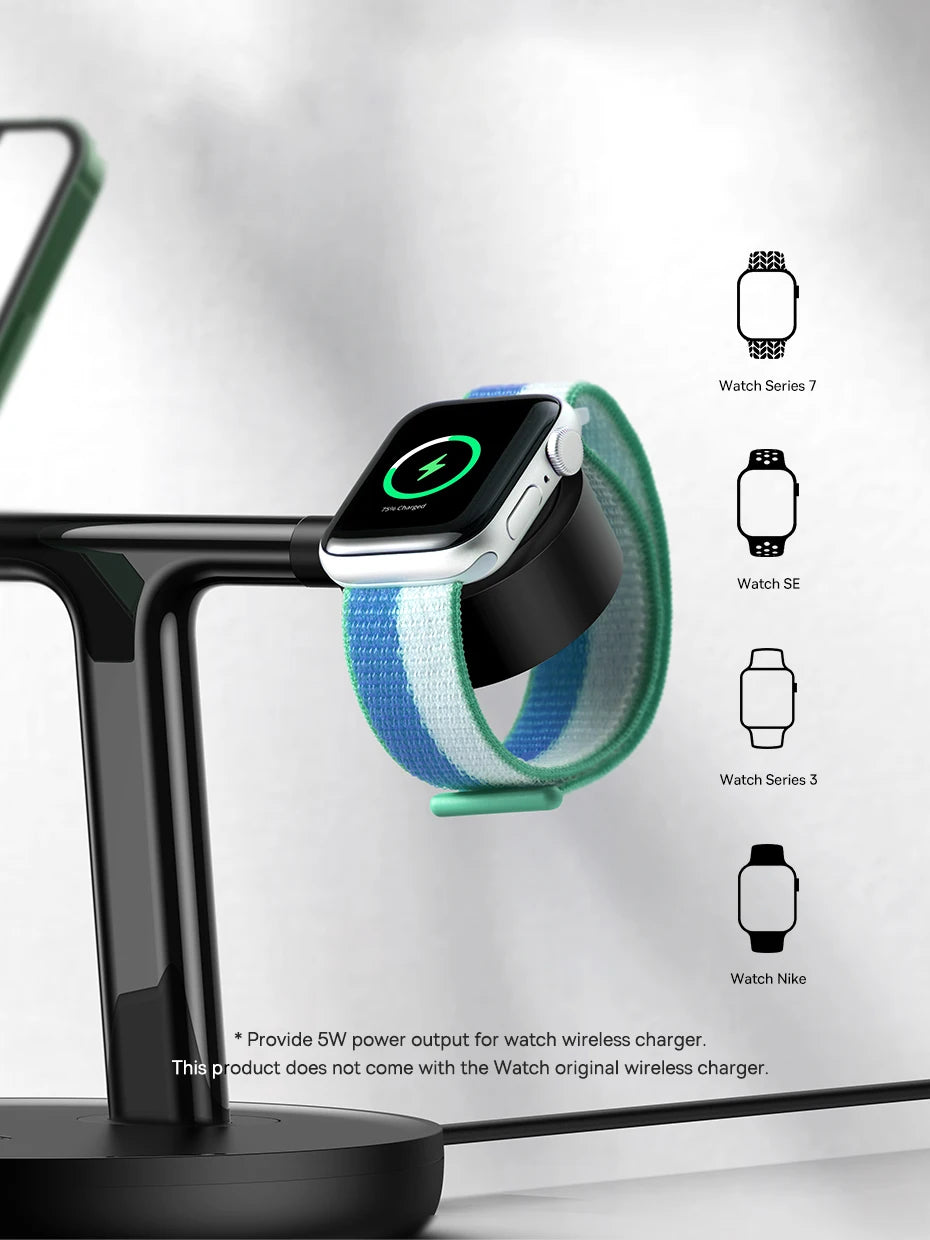 Baseus 3 in 1 20W Magnetic Wireless Charger Stand For iPhone 16 15 14 Pro Airpods Apple Watch Phone Fast Charging Station Holder