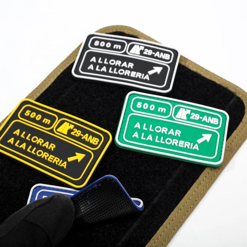 20kg Strength Lifting Barbell 500m A Llorar A Dar Por Patch PVC Emblem With Hook Fastening For Backpack Cap Vest Helmet Uniform