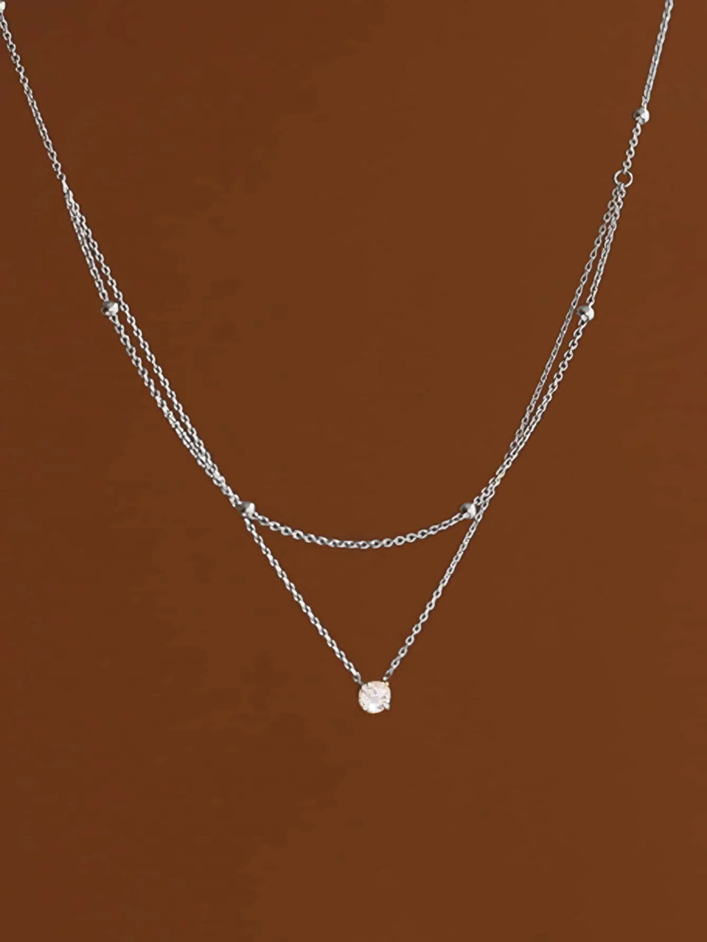 1pc Double Layer Rhinestone Chain Necklace Stainless Steel Women's Minimalist Jewelry for Everyday & Formal Events Gift