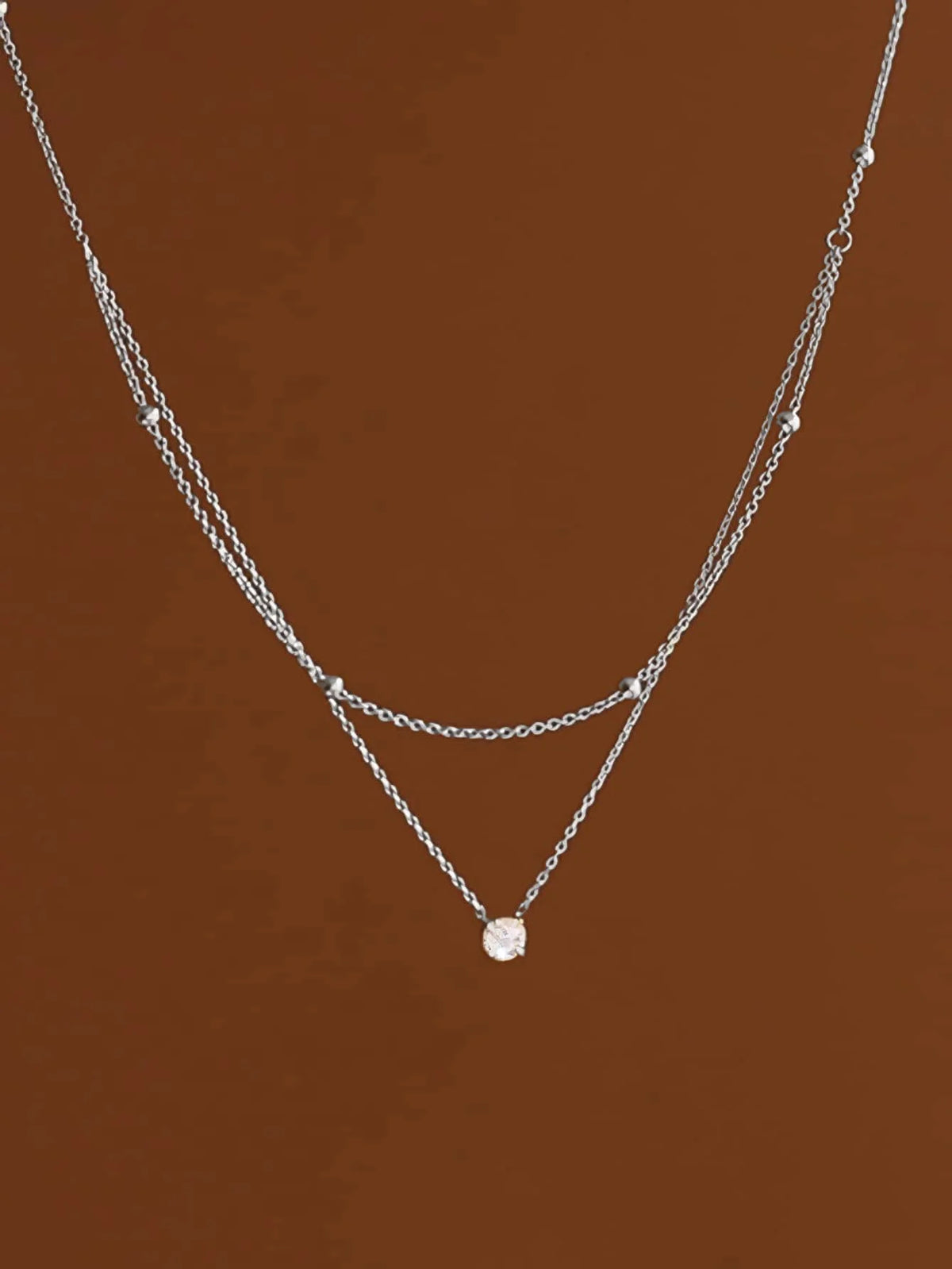 1pc Double Layer Rhinestone Chain Necklace Stainless Steel Women's Minimalist Jewelry for Everyday & Formal Events Gift
