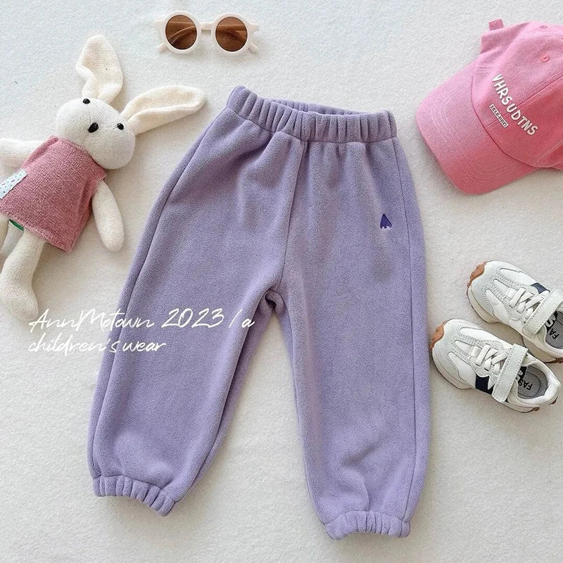 Children's Polar Fleece Suit Zipper Tracksuit Set for Boy Girl Baby Clothes Fall Winter Insulated Sweatshirt Pants Sportwear