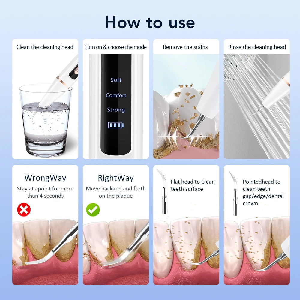 Electric Ultrasonic Teeth Tartar Cleaner Dental Scaler Tool for
