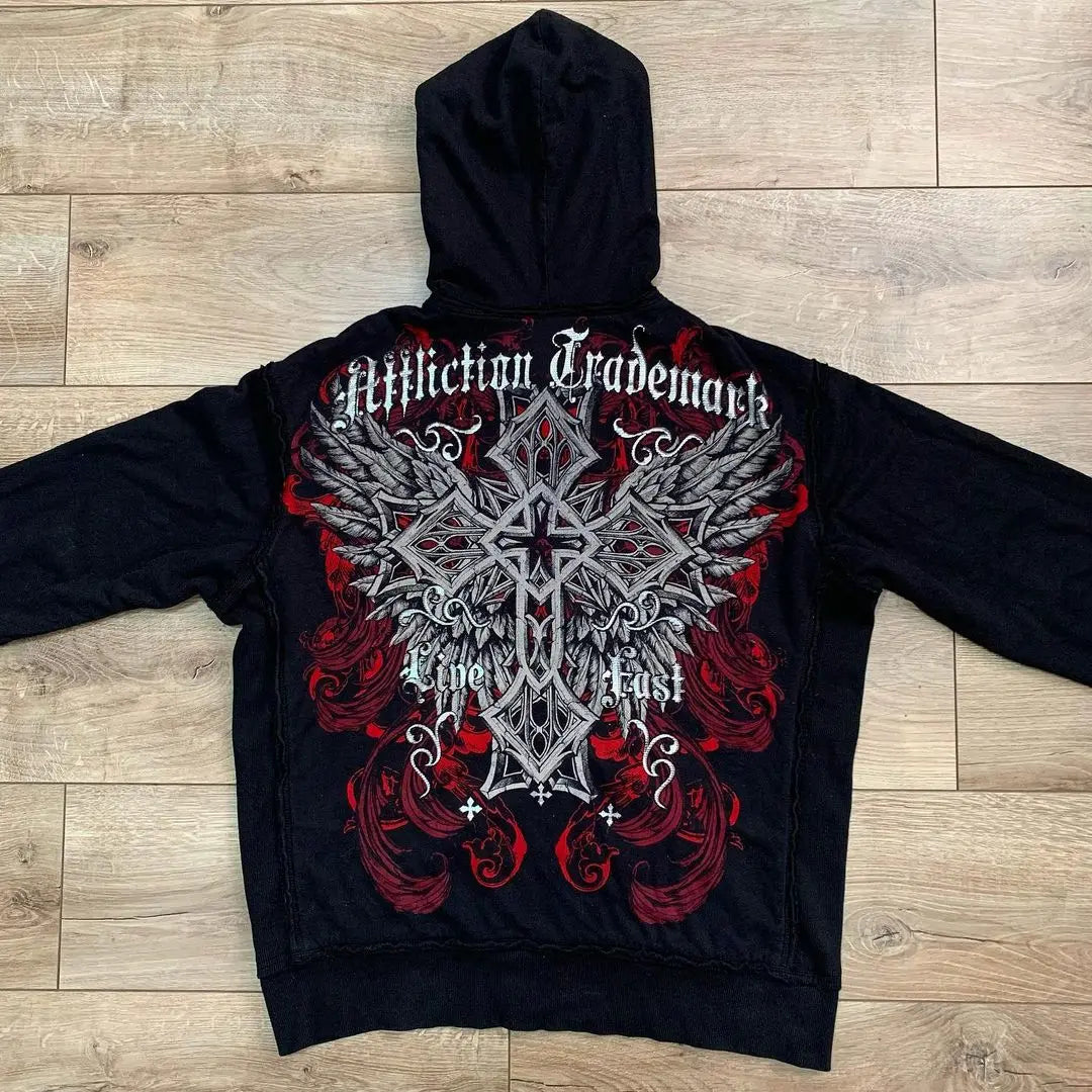 Woman Hoodie Goth Vintage Hoodies Y2K Grunge Graphic Long Sleeve Hooded Sweatshirt Harajuku Japanese Aesthetic Korean Korean