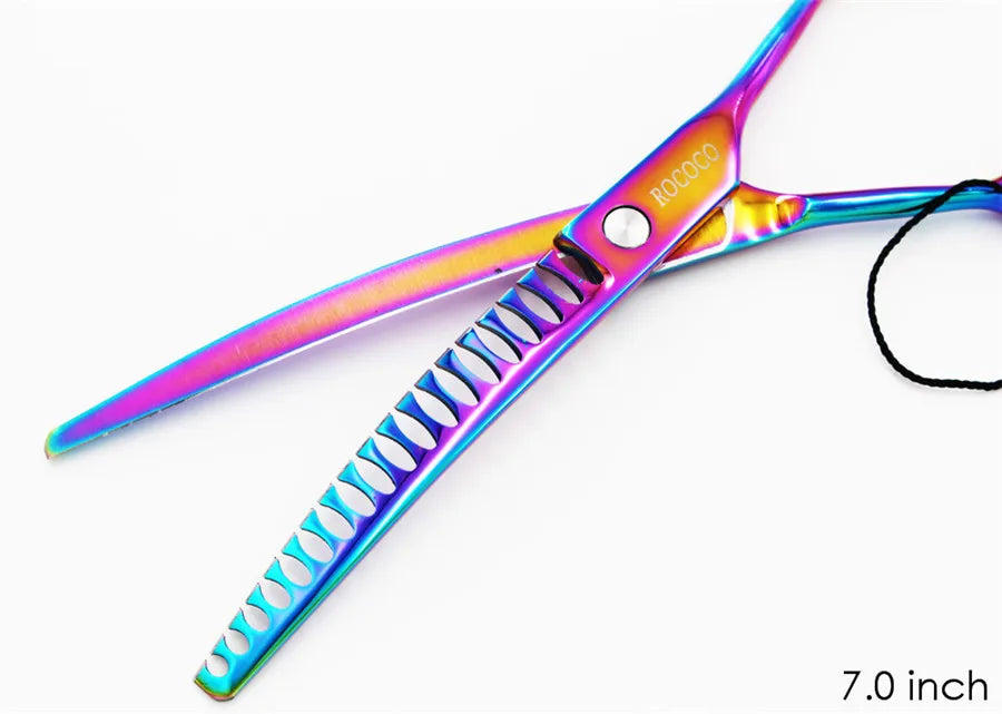 Professional 8 inch 7 inch 6.5" High Quality Pet Dog Grooming Scissors Curved Shark Thinning Shears Cat Dog Barber Scissors