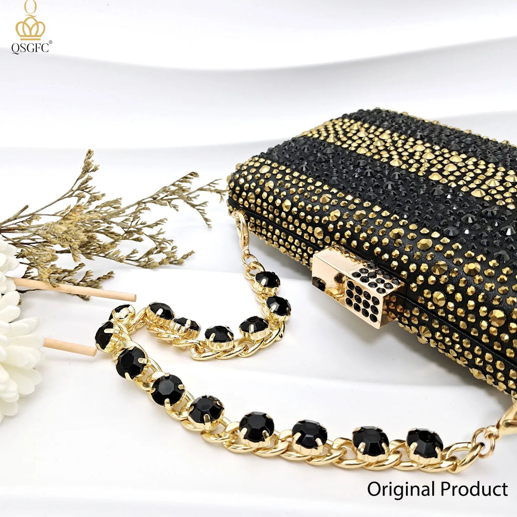 Black and Gold Italian Shoes and Bag Set
