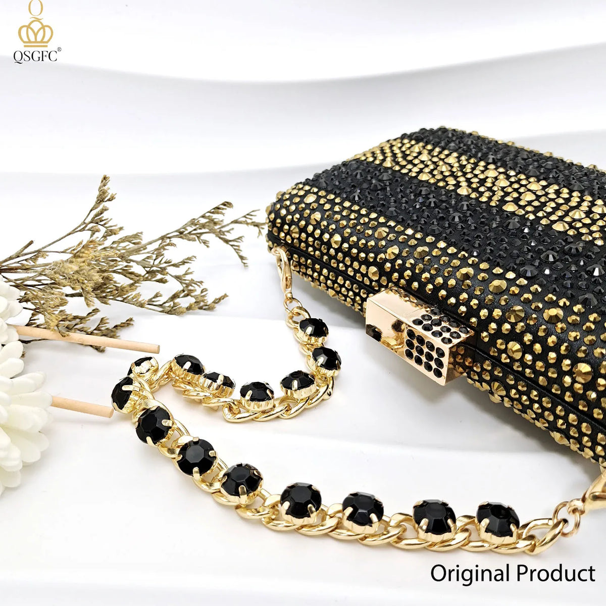 Black and Gold Italian Shoes and Bag Set
