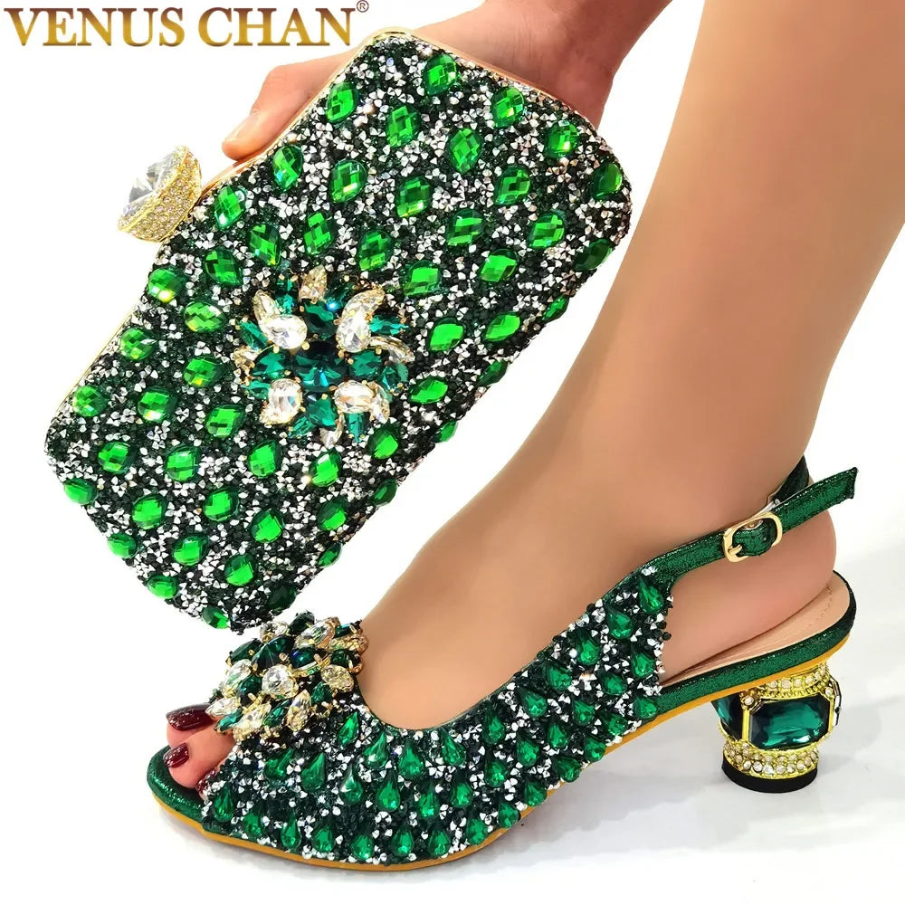 Silver Color Nigerian Women's Shoes and Bags Party African