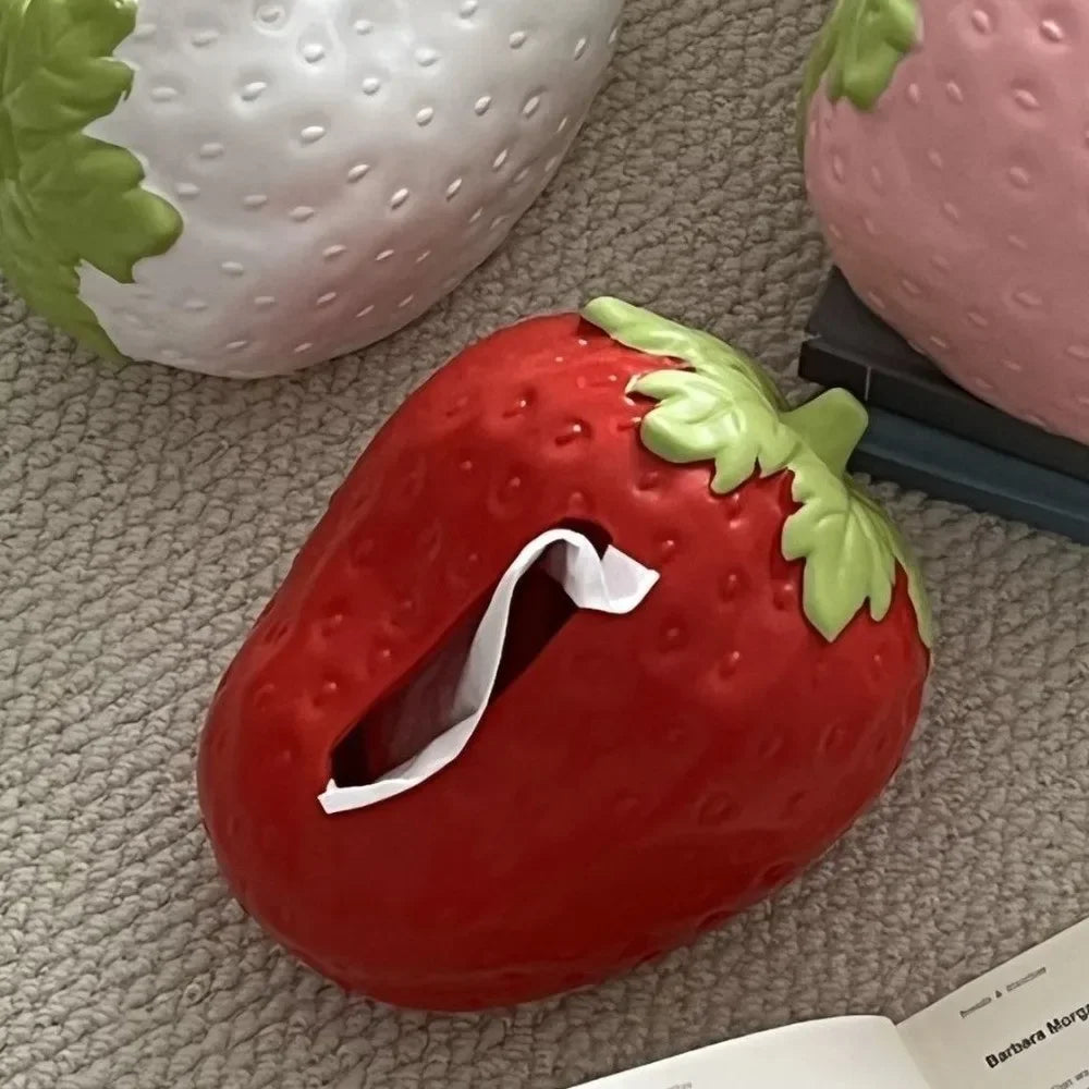 Creative Cute Strawberry Tissue Box Universal Napkins Box Plastics Paper Towel Case Bedside Table Large Capacity