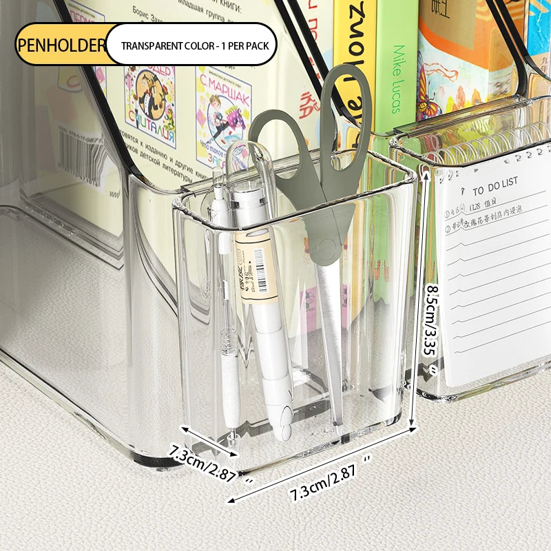 Vertical File Holder, Clear PET Desk Organizer and Storage Bins Holding for Magazines, Binders, Notebooks, Envelopes, Multi-purp