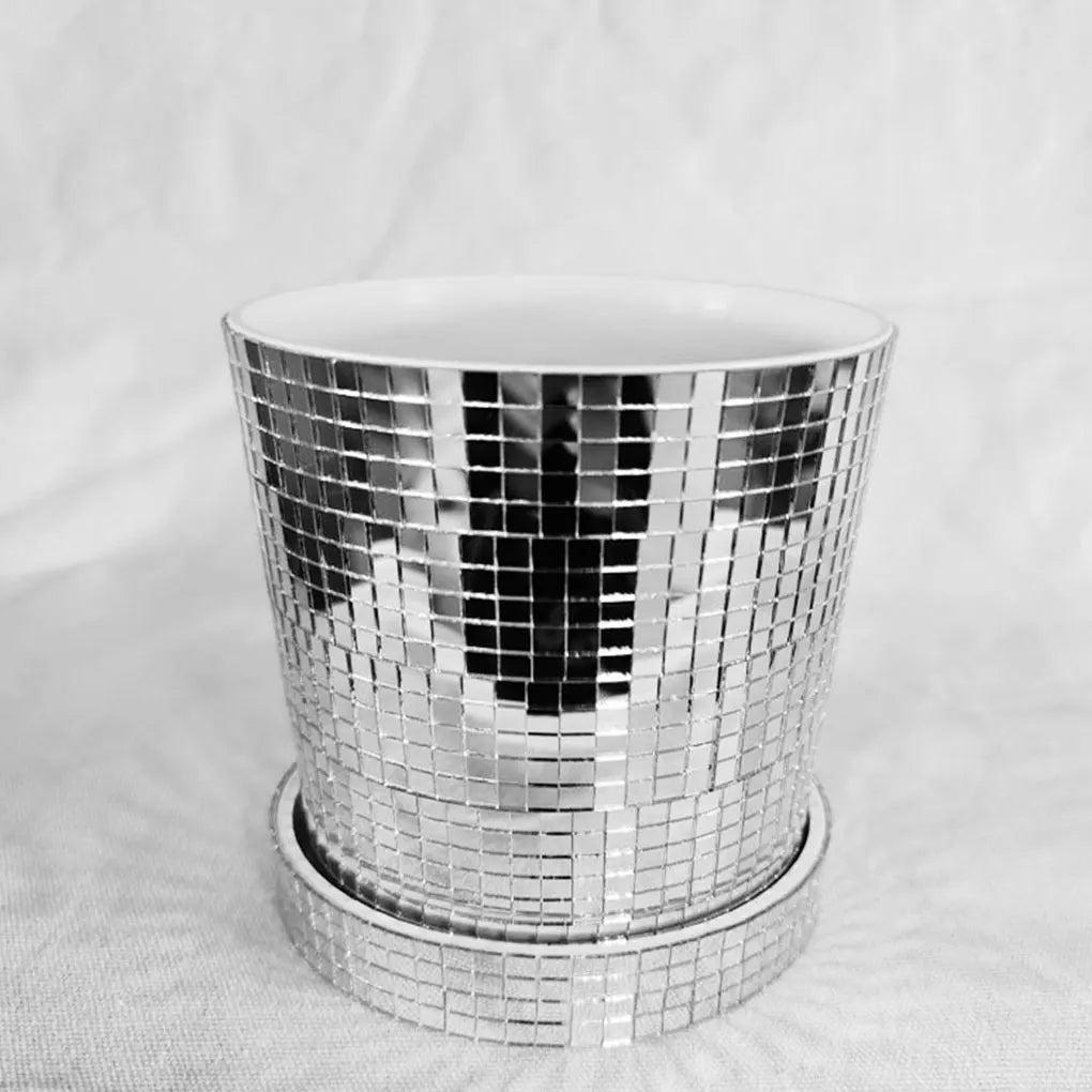 Glass Square Ceramic Disco Ball Vase Modern Twist To Home Decor Simple And Fashionable Square Shape 10.5cm/12.8cm
