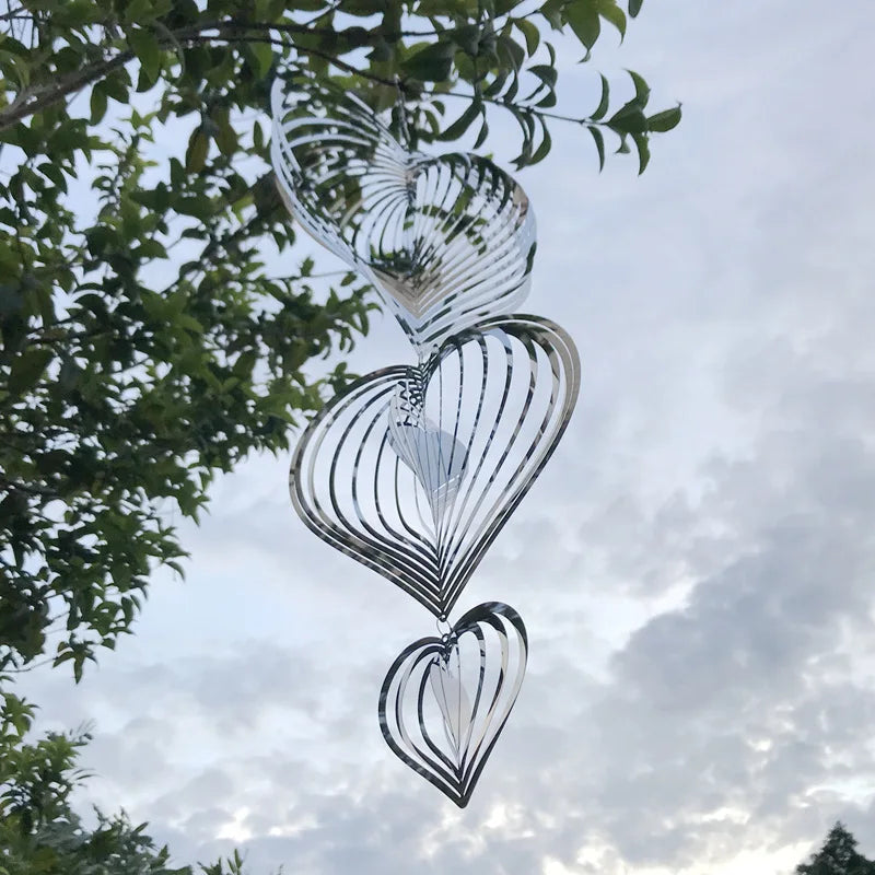 Love 3D Wind Chimes Spinner Bell Pendant For Room Wedding Party Christmas Decor Garden Decoration Outdoor Hanging Windchimes