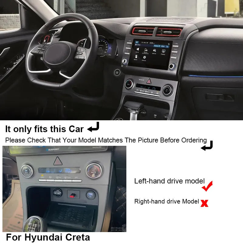 Car Wireless Charger For Hyundai Creta 2022-2024 Accessories 15w Fast Phone Charging Plate Adapter Interior Modification Parts