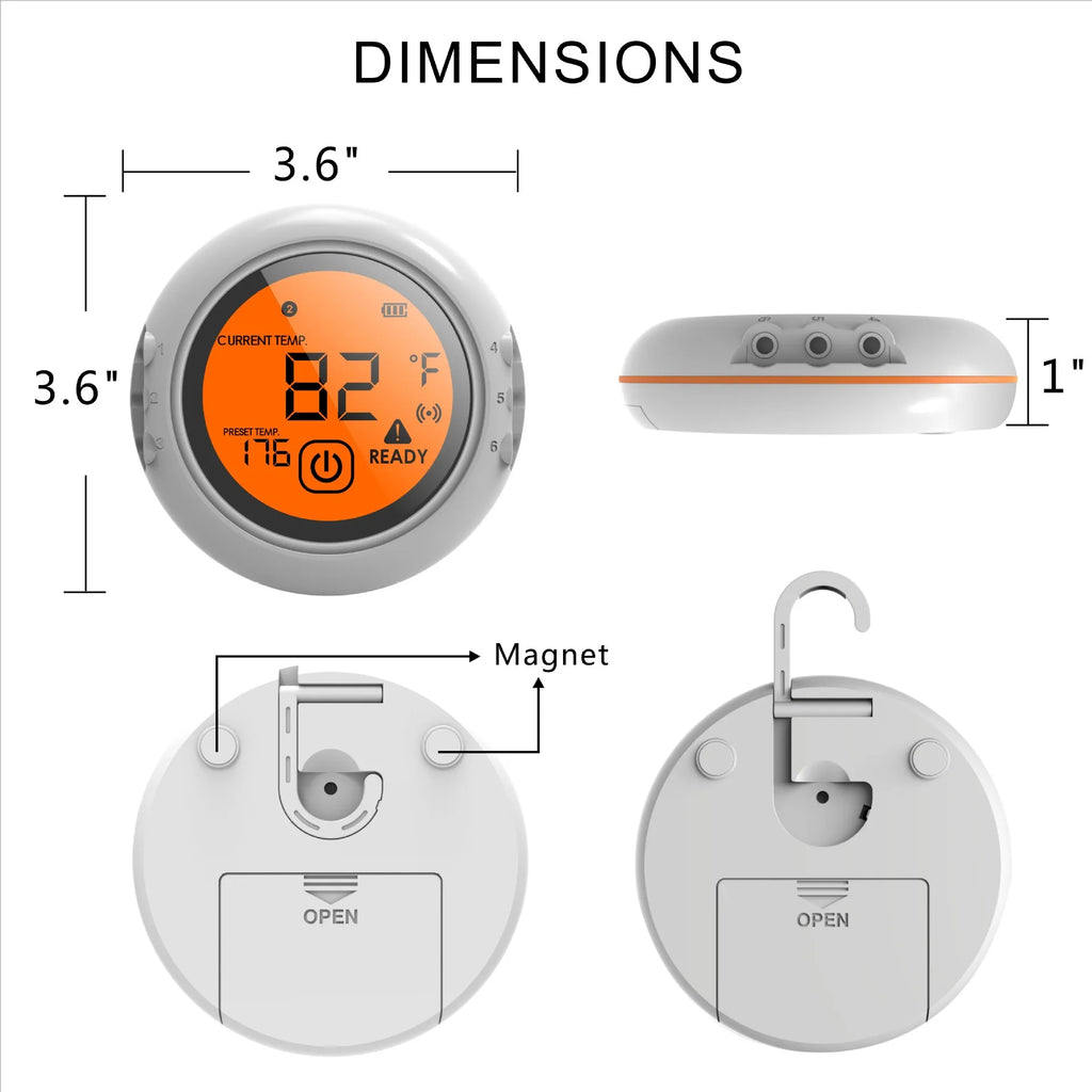Wireless Bluetooth BBQ Thermometer For Meat Grill Barbecue Food Cooking Smoker Digital Thermometer Remote Range 100M  6 Probes