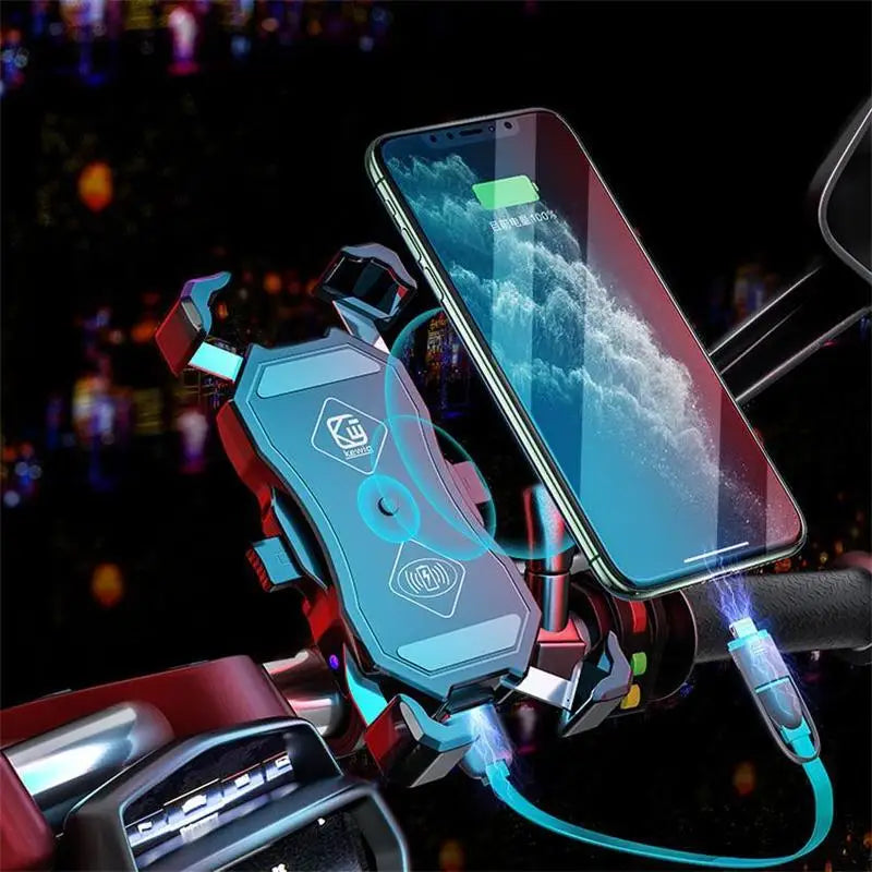 Motorcycle Mobile Phone Holder Mount with QC 3.0 USB Qi Wireless Charger for Scooter Motor Motorbike Smartphone Support Bracket