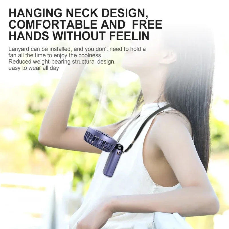 Portable Neck Fan with LED Display & Phone Stand – 1800mAh Rechargeable