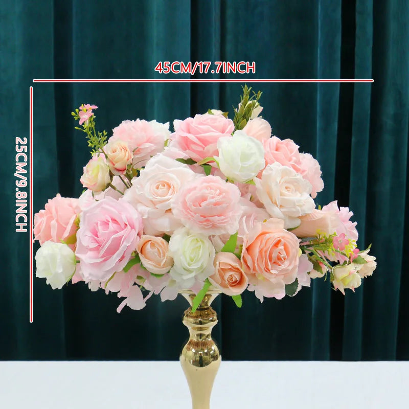 White Wedding Backdrop Decor Rose Floor Flower Runner Event Table Centerpieces Ball Pink Floral Strip Arrangement Party Props