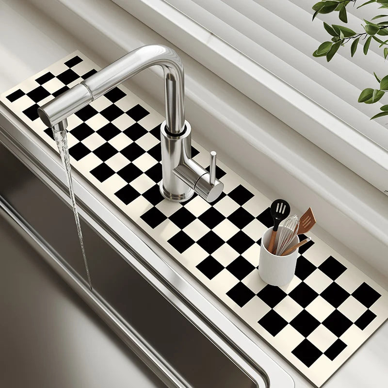 Kitchen Sink Faucet Mat Absorbent Faucet Splash Guard Drain Pad Bathroom Countertop Protector Diatomite Faucet Rug Washable