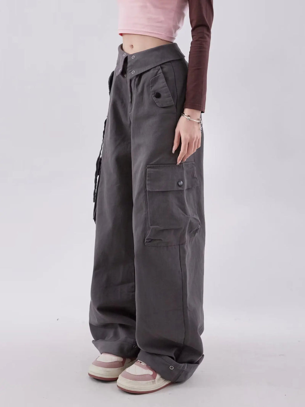 Y2K Cargo Pants Women Low Waist Sweatpant Side Streetwear Vintage