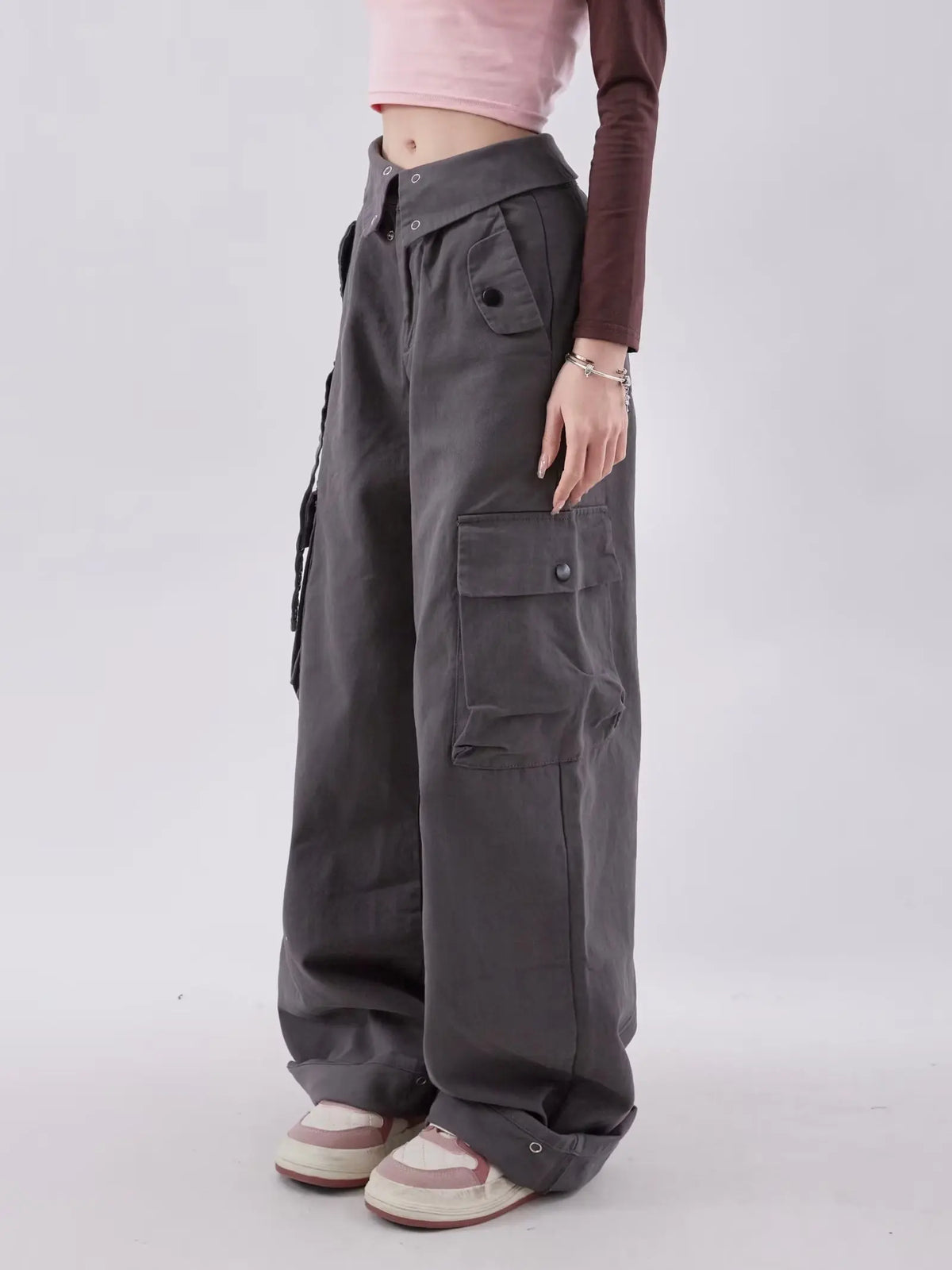 Y2K Cargo Pants Women Low Waist Sweatpant Side Streetwear Vintage