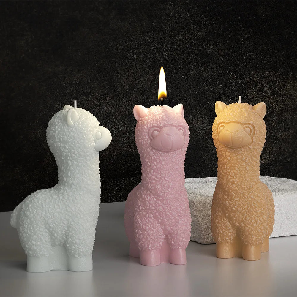 3D Alpacas Silicone Candle Mold DIY Cute Animal Scented Gypsum Soap Craft Gifts Making Resin Plaster Molds Home Decor Supplies