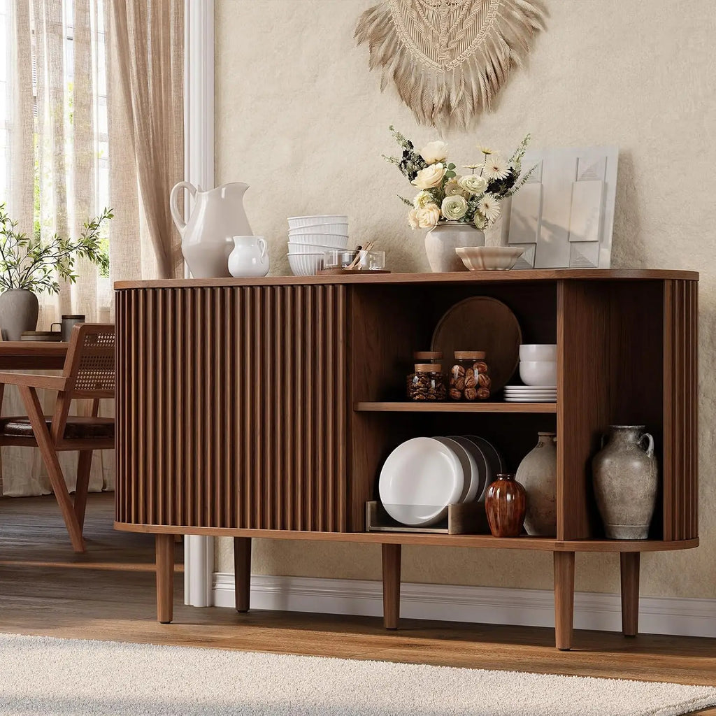 55" Sideboard Cabinet Buffet Storage - Mid-Century Modern Coffee