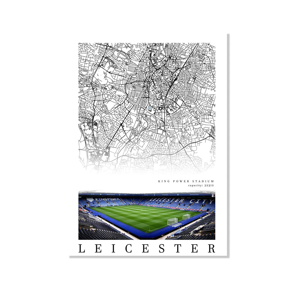 Football Poster Clubs Map Liverpool Manchester Football Stadium Poster Wall Art Canvas Painting for Living Room Home Decor