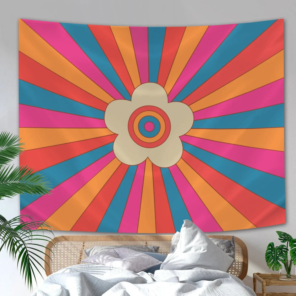 Boho Sun Tapestry Wall Hanging Moon Phase Rainbow Tapestries Bedroom Decor Bedspread Throw Cover