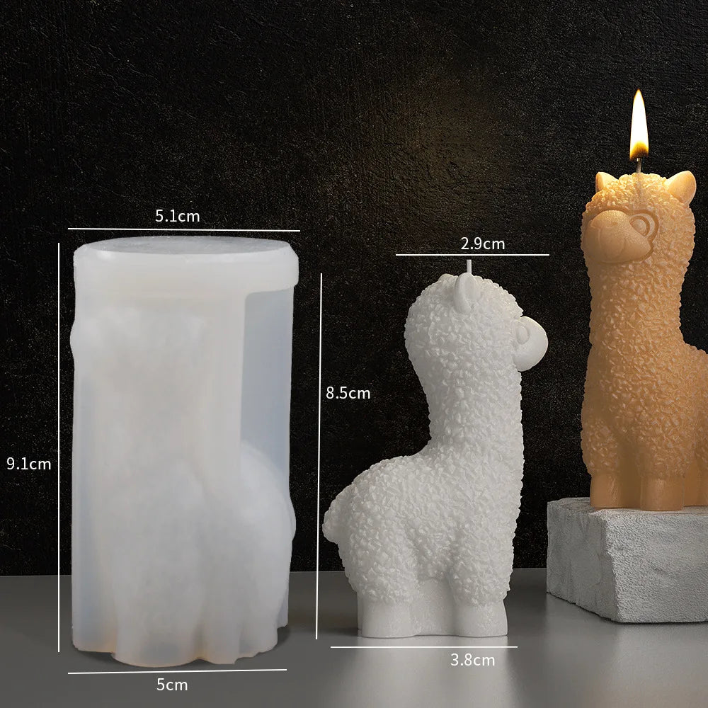 3D Alpacas Silicone Candle Mold DIY Cute Animal Scented Gypsum Soap Craft Gifts Making Resin Plaster Molds Home Decor Supplies