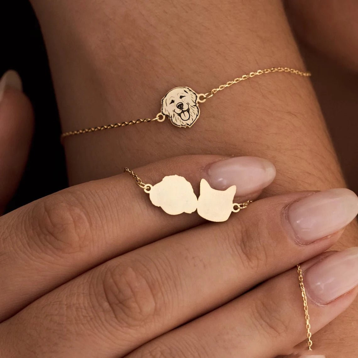 Haiyufly Personalized Pet Portrait Bracelet for Women Stainless Steel Jewelry Custom Dog Cat Photo Pet Memorial Chain Gift