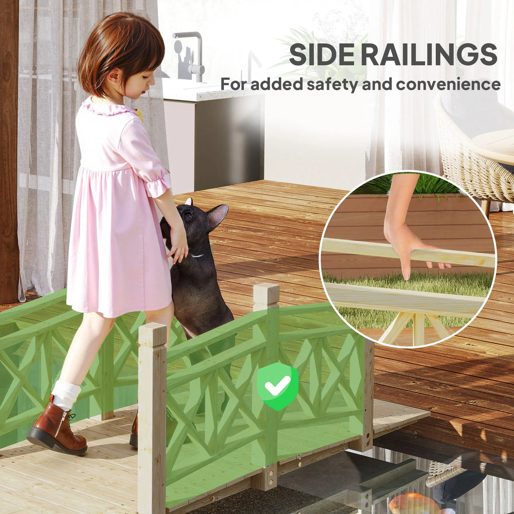 5 ft. Wood Garden Bridge with Safety Handrails Backyard