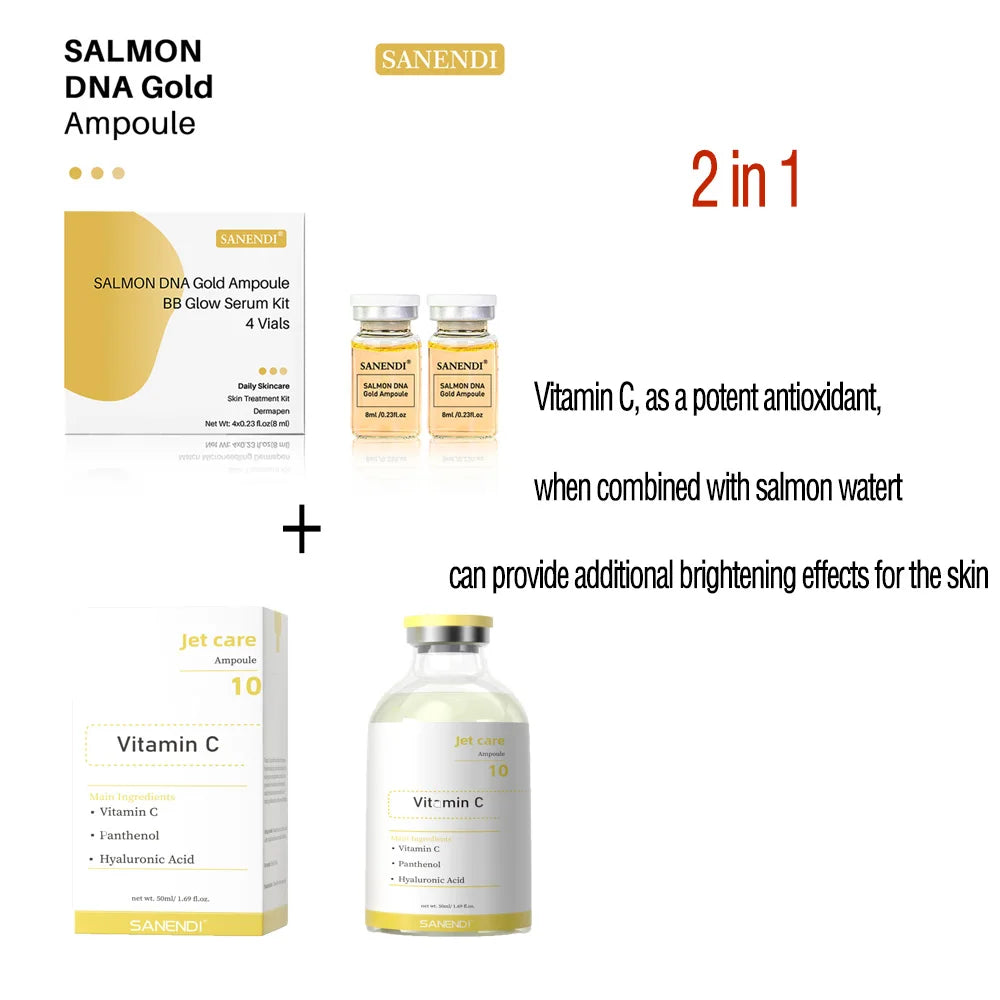 2 in 1 Salmon DNA &Jet Care VC serum firming deep skin care moisturizing whitening ampoule facial anti-aging Whitening Set