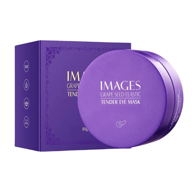 Images Grape Moisturizing Collagen Eye Mask Anti-Dark Circles and Eye Bags Firming Eye Mask Beauty Skin Care Eye Patches 60 Pieces