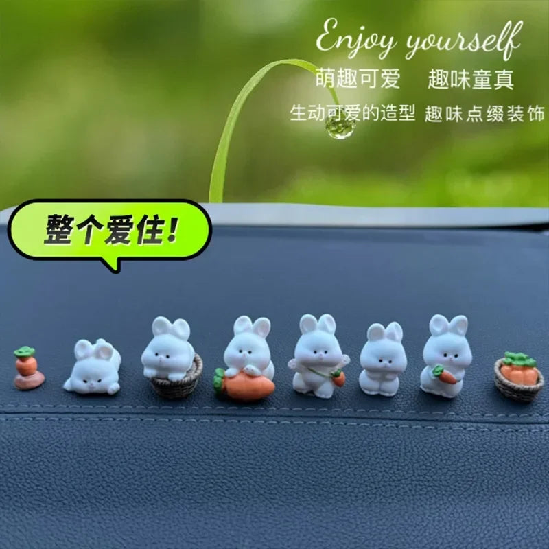 Car Interior Ornaments Mini Duck Bunny Chicks Figurines For Dashboard Rearview Mirror Fairy Garden Home Decor Gift